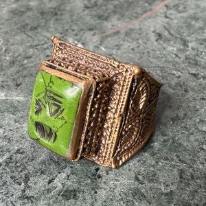 Vintage etched stone Statement Ring